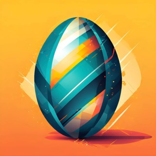 Abstract Easter egg design with geometric patterns, bold colors, and a mix of textures, creating a
