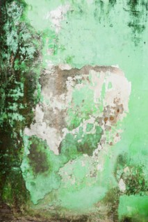Dilapidated facade of a building, pastel, green, broken, background, texture, wall, detail,
