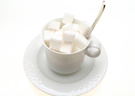 Sugar cubes in a coffee cup, Vienna, Austria, Europe