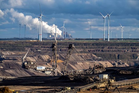 Opencast lignite mine Garzweiler 2, excavator 288, bucket wheel excavator, excavates lignite,