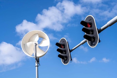 A mini wind power plant in the small Dutch town of Haarlemmermeer supplies the traffic lights at a