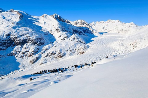 Wannenhörner and Aletsch Glacier in winter, Valais, Switzerland, Europe