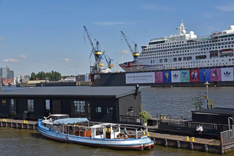 Europe, Germany, Hanseatic City of Hamburg, harbour, Elbe, view to floating dock 11, passenger ship
