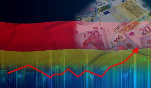 Germany economy growth on financial graph. Financial graph of German economic recovery