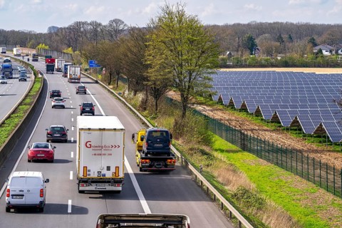 Solar park near Neukirchen-Vluyn, along the A40 motorway, over 10, 000 solar modules spread over 4