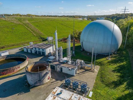 Biogas storage, biogas treatment plant, purification of biogas from organic waste, green waste and