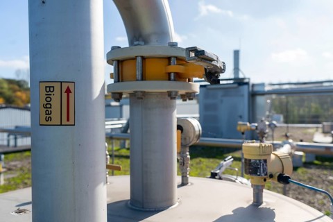 Digester, pipelines of the biogas plant of the company Reterra, biogas is produced in a digester