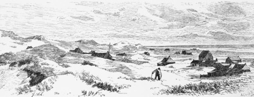 Dune landscape on Juist, North Sea, East Frisia, Lower Saxony, dune grass, houses, hikers, Germany,