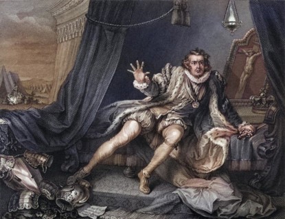 Garrick in the character of Richard the Third David Garrick 1717 to 1779 English actor Engraved by