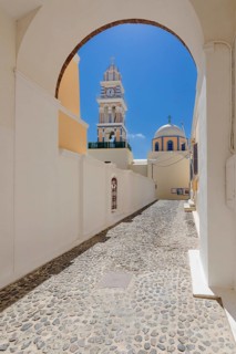 Santorini, Fira, catholic church John the Baptist, St.John the Baptist, Cyclades, Greece, Europe