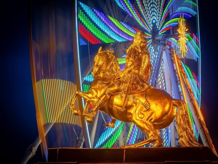 Christmas market on the main street in Dresden Neustadt, Dresden, Saxony, Germany, Europe
