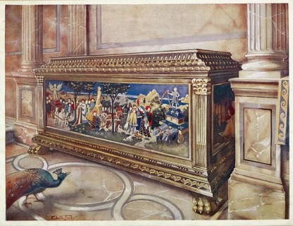 Furniture from the turn of the century 1900, wedding box or cassone. In the Victoria and Albert
