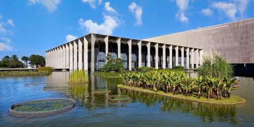 Foreign Ministry building, Itamaraty Palace or Palace of the Arches, designed by Oscar Niemeyer,