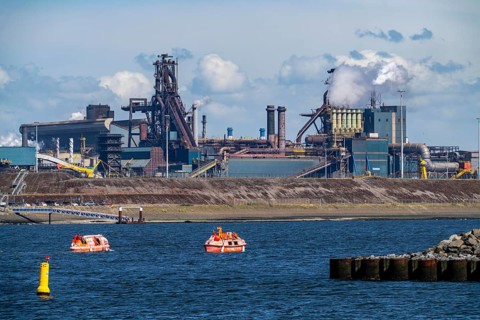 The Tata Steel steel and metallurgical plant in IJmuiden, Velsen, North Holland, Netherlands,