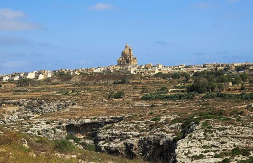 Rotunda domed roof of church of St John the Baptist, village of Xewkija, island of Gozo, Malta,