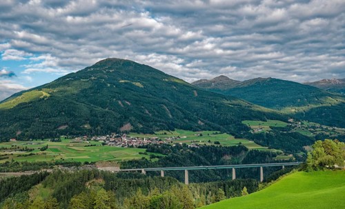 Bridge of the Brenner motorway A 13 near Innsbruck, Alpine landscape, Innsbruck, Tyrol, Austria,