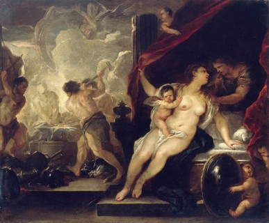 Venus, Mars and the Forge of Vulcan (c.1660), painting by Luca Giordano (Italian, 1634-1705),