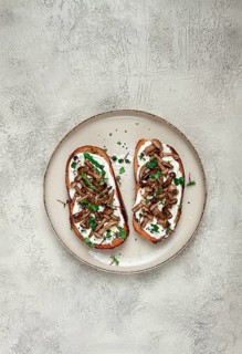 Sandwiches with cream cheese and pickled honeydew, healthy breakfast, homemade