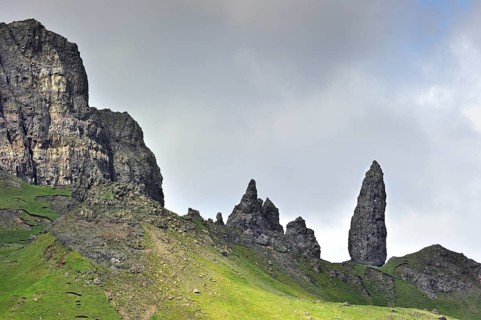 The rock pinnacle Old Man of Storr on the Isle of Skye, Scotland, UK