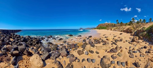 Landscape of the Kahe Point Beach Park, Hawaiian Island Oahu, O?ahu, Hawaii, Aloha State, United