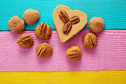 Mexican candy sweets cajeta heart with pecan nuts