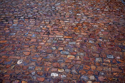Zamora stone cobblestone floor texture detail in Spain