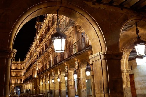 Salamanca Plaza Mayor in Spain along via de la Plata way to Santiago