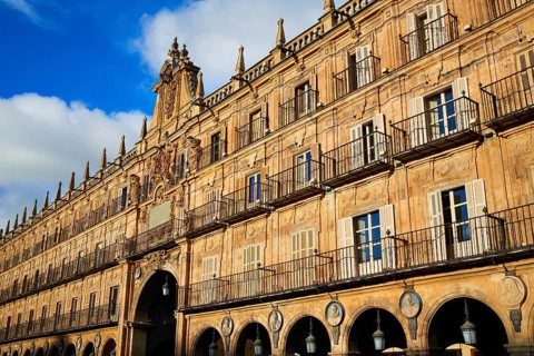 Salamanca Plaza Mayor in Spain along via de la Plata way to Santiago