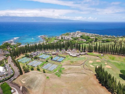 Aerial view of tropical destination with white sand and turquoise water. Kapalua coast in Maui,