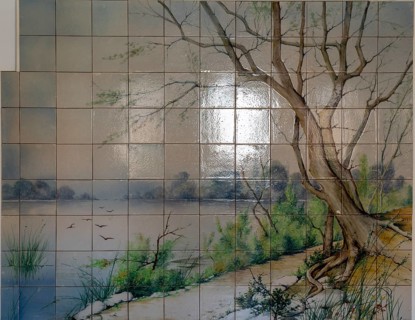 Tile panel, 1902, glazed ceramics, Casa Cetre de Portopi, La Roqueta factory ceramics, Museu de