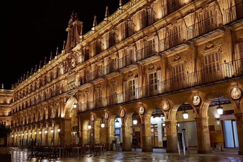 Salamanca Plaza Mayor in Spain along via de la Plata way to Santiago
