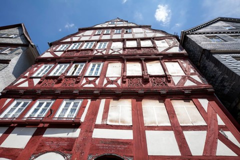 Kornmarkt grain market, historic old town of Herborn, Hesse, Germany, Europe, Kornmarkt,