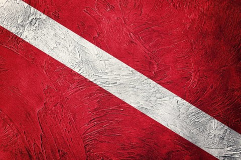 Vintage style scuba flag. Diver down flag