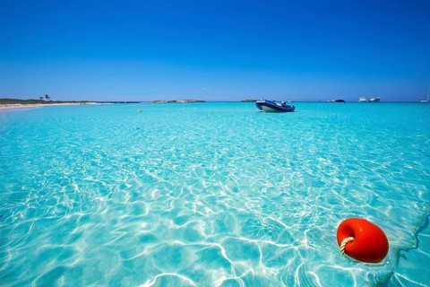 Illetes Illetas turquoise beach in Formentera Balearic Island