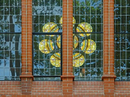 Details at the Heilandskirche Leipzig Plagwitz. Saxony, Germany, Europe
