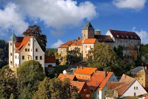 Hohnstein Castle in autumn, Dresden, Saxony, Germany, Saxon Switzerland Dresden, Saxony, Federal