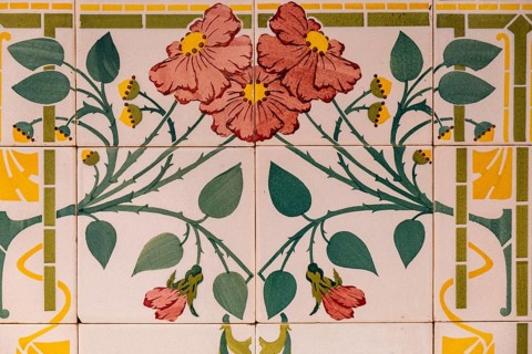Tile plinth, 1905, glazed ceramic, La Roqueta factory, Mallorca, Balearic Islands, Spain, Europe