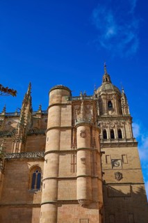 Salamanca Cathedral facade in Spain by the Via de la Plata way to Santiago