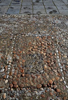 Salamanca in spain stones flooring detail along via de la Plata way to Santiago