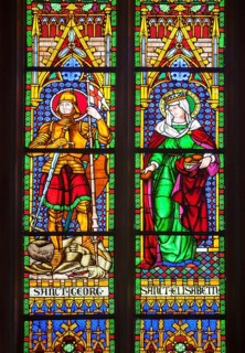 Window with the saints Elizabeth and George, St Mary's parish church, Marburg, Hesse, Germany,