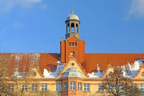 The Leibniz-Gymnasium on Leipzig's Nordplatz. Saxony, Germany, Europe