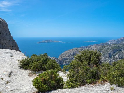 The Calanques National Park offers beautiful hiking trails along cliffs high above the