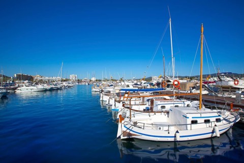 Ibiza san Antonio Abad de Portmany marina port in Balearic Islands of spain