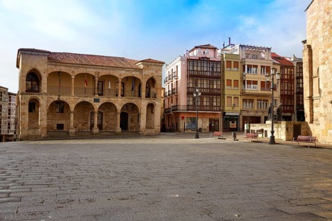 Zamora Plaza Mayor at Spain by Via de la Plata way to Santiago