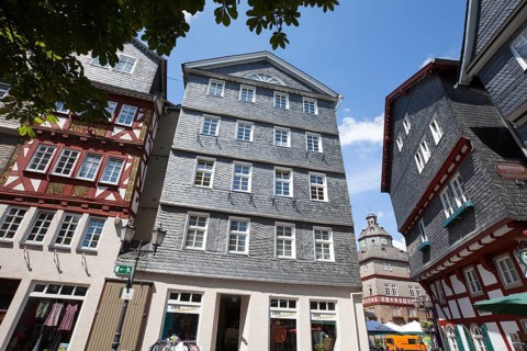 Kornmarkt grain market, historic old town of Herborn, Hesse, Germany, Europe, Kornmarkt,