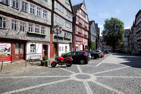 Kornmarkt grain market, historic old town of Herborn, Hesse, Germany, Europe, Kornmarkt,