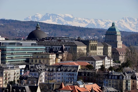 Panoramic view of the University and Federal Institute of Technology, ETH in Zurich City