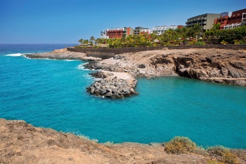 Beach Playa Paraiso costa Adeje in Tenerife at Canary Islands