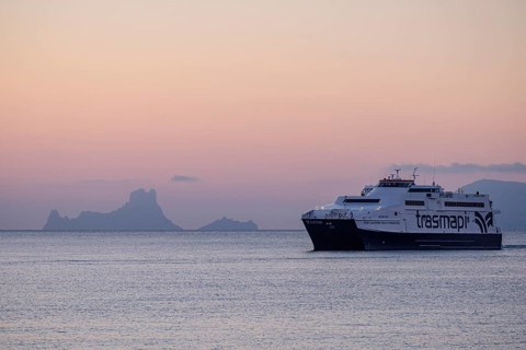 Fast boat, La Savina port, Formentera, Pitiusas Islands, Balearic Community, Spain, Europe