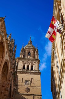 Salamanca Cathedral facade in Spain by the Via de la Plata way to Santiago